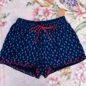 Blue rain summer embroidered elastic shorts